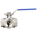 Кран шаровой DN.ru BV3232P(4pc)-SP-3WT-T-ISO-H Ду15 Ру63 ZGY, трехходовой, T-тип, неполнопроходной, резьбовой, материал корпуса - нержавеющая сталь CF8M/AISI 316, уплотнение - PTFE, с ISO фланцем и рукояткой