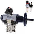 Кран шаровой DN.ru BV3232P(3pc)-FP-W-ISO-H Ду100 Ру25, полнопроходной, трехсоставной, нержавеющая сталь 316, уплотнение - PTFE, под приварку, с пневмоприводом PA-DA-105-1, пневмораспределителем 4V320-10 220В, БКВ APL-510N Ex, БПВ AFC2000