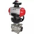 Кран шаровой DN.ru BV3232P(3pc)-FP-W-ISO-H Ду32 Ру63, полнопроходной, трехсоставной, нержавеющая сталь 316, уплотнение - PTFE, под приварку, с пневмоприводом PA-DA-065, пневмораспределителем 4V320-10 220В, БКВ APL-410N Ex, ручным дублером MON1-250-T26-ISO