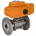 Кран шаровой DN.ru BV3131P(3pc)-FP-F-ISO-H Ду100 Ру16 полнопроходной трехсоставной, фланцевый, нержавеющая сталь 304, уплотнение - PTFE, 22х22, F10, WDVF, с электроприводом четвертьоборотным DN.ru QT-N-020EM-O1-24VDC-У1 HARK