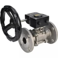 Кран шаровой DN.ru BV3232P(3pc)-FP-F-ISO-H Ду100 Ру16 полнопроходной трехсоставной, фланцевый, нержавеющая сталь 316, уплотнение - PTFE, 22х22, F10, WDVF, с редуктором четвертьоборотным DN.ru HAM RQN3-540Z- T36