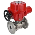 Кран шаровой DN.ru BV3131P(3pc)-FP-F-ISO-H Ду25 Ру40 полнопроходной трехсоставной, фланцевый, нержавеющая сталь 304, уплотнение - PTFE, с электроприводом четвертьоборотным DN.ru взрывозащищенным QT-EX-010EM-O2-220VAC-У1