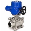 Кран шаровой DN.ru BV3232P(3pc)-FP-W-ISO-H WDVF Ду50 Ру40 полнопроходной, трехсоставной, корпус - нержавеющая сталь 316, уплотнение - PTFE, под приварку, с электроприводом DN.ru QT-N-010M-O2-380VAC-У1 с моментной муфтой и штурвалом
