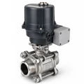 Кран шаровой DN.ru BV3232P(3pc)-FP-W-ISO-H WDVF Ду50 Ру40 полнопроходной, трехсоставной, корпус - нержавеющая сталь 316, уплотнение - PTFE, под приварку, с электроприводом DN.ru QTSA-N-007EM-O0-220VAC с пружинным возвратом