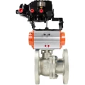 Кран шаровой DN.ru BV3232P(2pc)-FP-F-ISO-H Ду125 Ру16, 24х24, фланцевый, полнопроходной, нержавеющая сталь SS316, уплотнение - PTFE, с пневмоприводом PA-DA-140 и электропневматическим поворотным позиционером YT-1000RSN без обратной связи