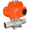 Кран шаровой DN.ru BV3131P(3pc)-FP-W-ISO-H LONG Ду125 Ру16 полнопроходной, трехсоставной, корпус - нержавеющая сталь 304, уплотнение - PTFE, под приварку, с электроприводом DN.ru QT-N-040EM-O1-24VDC-У1 24В HARK