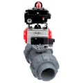 Кран шаровой DN.ru BV4242E-FP-GRM-ISO Дн15 Ру10 полнопроходной, корпус - НПВХ, шар - НПВХ, уплотнение - EPDM, с пневмоприводом PA-DA-052, пневмораспределителем 4V320-08 220В и БКВ APL-410N EX