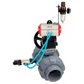 Кран шаровой DN.ru BV4242E-FP-GRM-ISO Дн32 Ру10 полнопроходной, корпус - НПВХ, шар - НПВХ, уплотнение - EPDM, с пневмоприводом PA-DA-052, пневмораспределителем 4V320-08 220В, ручным дублером MON1-250-T26-ISO и БПВ AFC2000