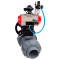 Кран шаровой DN.ru BV4242E-FP-GRM-ISO Дн32 Ру10 полнопроходной, корпус - НПВХ, шар - НПВХ, уплотнение - EPDM, с пневмоприводом PA-DA-052, пневмораспределителем 4V320-10 220В, ручным дублером MON1-250-T26-ISO, БКВ APL-410N EX и БПВ AFC2000
