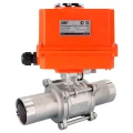 Кран шаровой DN.ru BV3232P(3pc)-FP-W-ISO-H LONG Ду10 Ру63 полнопроходной, корпус - нержавеющая сталь 316, уплотнение - PTFE, под приварку, с 1/4-оборотным электроприводом DN.ru QT-N-003EM-O1-220VAC-У1 MINI 220В