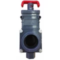 Задвижка шиберная DN.ru GVKR4344TPV-2W-G-Hт Ду25 Ру1.6 клеевая, с выдвижным штоком, материал корпуса - ПВХ (PVC), шибер - пластик ABS, уплотнение - TPV (ТПВ), с ручкой