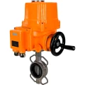 Затвор дисковый поворотный DN.ru WBV3232V-2W-Fb-H Ду150 Ру16, корпус - нержавеющая сталь 316L, диск - нержавеющая сталь 316L, уплотнение - VITON, с электроприводом QT-EX-010EM-O2-380VAC-У1