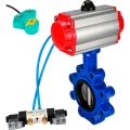 Затвор дисковый поворотный DN.ru WBV1631N-2W-Fb-H Ду50 Ру16 LUG корпус - чугун QT450, диск - нержавеющая сталь 304, уплотнение - NBR, с пневмоприводом PA-DA-065, пневмораспределителем 4V320-10 220В и магнитным переключателем ALS200D