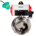 Затвор дисковый поворотный кламповый DN.ru WBV3131E-2W-C-H Ду100 Ру10 корпус - пищевая нержавеющая сталь 304, уплотнение - EPDM, с пневмоприводом PA-DA-052, пневмораспределителем 4M310-08 220В и магнитным переключателем ALS200D