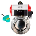 Затвор дисковый поворотный DN.ru WBV3131S-2W-T-H Ду15 Ру10 резьбовой, пищевая нержавеющая сталь 304, уплотнение - Silicon, с пневмоприводом PA-DA-052, пневмораспределителем 4M310-08 220В и магнитным переключателем ALS200D