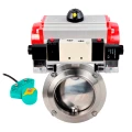 Затвор дисковый поворотный DN.ru WBV3131E-2W-W-H Ду20 Ру10 под приварку, пищевая нержавеющая сталь 304, уплотнение - EPDM, с пневмоприводом PA-DA-052, пневмораспределителем 4V320-08 220В и магнитным переключателем ALS200D