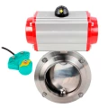 Затвор дисковый поворотный DN.ru WBV3131E-2W-W-H Ду20 Ру10 под приварку, пищевая нержавеющая сталь 304, уплотнение - EPDM, с пневмоприводом PA-DA-052 и магнитным переключателем ALS200D