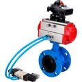 Затвор дисковый поворотный DN.ru WBV1313E-2W-F-H Ду50 Ру16, корпус - чугун GGG40, диск - чугун GGG40, уплотнение - EPDM, с пневмоприводом PA-DA-105, пневмораспределителем 4V320-10 NAMUR AC220V и БКВ APL-210N