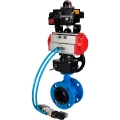 Затвор дисковый поворотный DN.ru WBV1313E-2W-F-H Ду50 Ру16, корпус - чугун GGG40, диск - чугун GGG40, уплотнение - EPDM, с пневмоприводом PA-DA-105, пневмораспределителем 4V320-08 NAMUR AC220V, ручным дублером MON1-250-T26-ISO и БКВ APL-410N EX