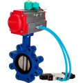 Затвор дисковый поворотный DN.ru WBV1631E-2W-Fb-H Ду150 Ру16 LUG, корпус - чугун QT450, диск - нержавеющая сталь 304, уплотнение - EPDM, с пневмоприводом PA-DA-105, пневмораспределителем 4V320-08 NAMUR AC220V и магнитным переключателем ALS200D