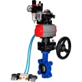 Затвор дисковый поворотный DN.ru WBV1631E-2W-Fb-H Ду100 Ру16 LUG, корпус - чугун, диск - сталь 304, уплотнение - EPDM, с пневмоприводом PA-DA-083, пневмораспределителем 4V320-08 NAMUR AC220V, ручным дублером MON2-450-T28-ISO, БКВ APL-210N и БПВ AFC2000