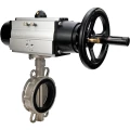 Затвор дисковый поворотный DN.ru WBV3131V-2W-Fb-H Ду150 Ру16 межфланцевый, корпус - нержавеющая сталь 304, диск - нержавеющая сталь 304, уплотнение - VITON, с пневмоприводом PA-DA-105-1 двойного действия со штурвалом