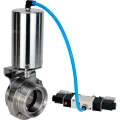 Затвор дисковый поворотный DN.ru WBV3131S-2W-T-H Ду15 Ру10, резьбовой, пищевая нержавеющая сталь 304, уплотнение - Silicon, с пневмоприводом PA-SA-85 и пневмораспределителем 4V320-08 NAMUR AC220V