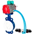 Затвор дисковый поворотный DN.ru WBV3434Pf-2W-Fb-H Ду50 Ру16 корпус - углеродистая сталь WCB, диск - углеродистая сталь WCB, футерованный PTFE, уплотнение - PTFE, с пневмоприводом DN.ru PA-SA-083, 4V320-08 220В и ALS200D