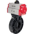 Затвор дисковый поворотный DN.ru WBV4242E-2W-Fb-ISO Дн150 Ру10 межфланцевый, корпус - НПВХ, диск - НПВХ, уплотнение - EPDM, с пневмоприводом PA-DA-083 двойного действия