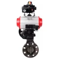 Затвор дисковый поворотный DN.ru WBV4242E-2W-Fb-ISO Дн100 Ру10 межфланцевый, корпус - НПВХ, диск - НПВХ, уплотнение - EPDM, с пневмоприводом PA-DA-065, пневмораспределителем 4V320-08 220В, ручным дублером MON1-250-T26-ISO и БКВ APL-510N EX