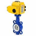 Затвор дисковый поворотный DN.ru WBV3432P-2W-Fb-H Ду250 Ру16, корпус - углеродистая сталь WCB, диск - нержавеющая сталь 316L, уплотнение - PTFE, с электроприводом DN.ru QT-N-060EM-О1-24VDC-У1