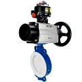 Затвор дисковый поворотный DN.ru WBV3434Pf-2W-Fb-R Ду150 Ру16, корпус - углеродистая сталь WCB, диск - углеродистая сталь WCB, футерованный PTFE, уплотнение - PTFE, с пневмоприводом PA-DA-105-1 и БКВ APL-510N EX