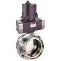 Затвор дисковый поворотный DN.ru WBV3131S-2W-T-H Ду40 Ру10 резьбовой, корпус - пищевая нерж. сталь AISI 304, диск - нерж. сталь AISI 304, уплотнение - Silicon, с электроприводом четвертьоборотным DN.ru QTSA-N-003EM-O0-220VAC с пружинным возвратом