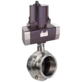 Затвор дисковый поворотный DN.ru WBV3131S-2W-C-H Ду15 Ру10 кламповый, корпус - пищевая нерж. сталь AISI 304, диск - нерж. сталь AISI 304, уплотнение - Silicon, с электроприводом четвертьоборотным DN.ru QTSA-N-003EM-O0-220VAC с пружинным возвратом