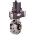 Затвор дисковый поворотный DN.ru WBV3131E-2W-W-H Ду100 Ру10 под приварку, корпус - пищевая нерж. сталь AISI 304, диск - нерж. сталь AISI 304, уплотнение - EPDM, с электроприводом четвертьоборотным DN.ru QTSA-N-003EM-O0-220VAC с пружинным возвратом