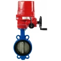 Затвор дисковый поворотный DN.ru WBV1413E-2W-Fb-H Ду100 Ру16, корпус - чугун GGG50, диск - чугун GGG40, уплотнение - EPDM, с электроприводом DN.ru QT-EX-010EM-O2-24VDC-У1