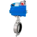 Затвор дисковый поворотный DN.ru WBV3131V-2W-Fb-H Ду50 Ру16 межфланцевый, корпус - нержавеющая сталь 304, диск - нержавеющая сталь 304, уплотнение - VITON, с электроприводом DN.ru QT-N-003EM-O1-12VDC-У1 blue 12В