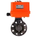 Затвор дисковый поворотный DN.ru WBV4242E-2W-Fb-ISO Дн50 Ру10 межфланцевый, корпус - НПВХ, диск - НПВХ, уплотнение - EPDM, с электроприводом DN.ru QT-N-003EM-O1-220VAC-У1 MINI