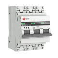 Автоматический выключатель трехполюсный EKF PROxima ВА47-63 3P 0.5A (C) 4.5кА, сила тока 0.5 A, тип расцепления C, отключающая способность 4.5 кА