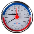 Термоманометр ЭКОМЕРА МД04-63мм 1МПа 120°С G1/4″ осевое присоединение, с переходником на G1/2″