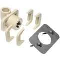 Угольник Ekoplastik SKO Дн20x1/2″ Ру16, с внутренней металлической резьбой и настенным креплением для гипсокартона, тип присоединения - внутренняя резьба-пайка, угол - 90°, цвет - серый
