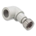 Угольник PP-RCT переходной Ekoplastik SKOM Дн20x1/2″ Ру25  с накидной гайкой, тип присоединения - внутренняя резьба/пайка, угол - 90°, цвет - серый
