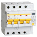 Автоматический выключатель дифференциального тока четрыхполюсный IEK АД 14 С 4.5кА 4P 25А, ток утечки 30 мА переменный, сила тока 25 А
