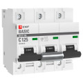 Автоматический выключатель двухполюсный EKF Basic ВА47-100 3P 125А (С) 10kА, сила тока 125 А, тип расцепления C, отключающая способность 10 kА