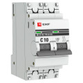 Автоматический выключатель двухполюсный EKF PROxima ВА47-63 2P 10А (С) 4.5kА, сила тока 10 А, тип расцепления C, отключающая способность 4.5 kА