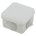 Коробка распаячная ЭРА KORz для открытой установки, 70х70х40 мм, IP55, с откидной крышкой, 4 гермоввода, материал основания - полистирол, материал крышки - полипропилен, цвет - серый
