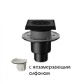 Трап регулируемый Fachmann T-310-PNsG Дн50/75/110 150x150мм чугунная решетка, сухой затвор, подрамник из чугуна, с фланцем, вертикальный выпуск, для балконов и террас