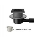 Трап регулируемый Fachmann T-510-PDsB Дн40/50 150x150мм чугунная решетка, сухой затвор, подрамник из пп, с фланцем, горизонтальный выпуск