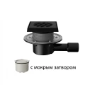 Трап регулируемый Fachmann T-510-PHsG Дн40/50 150x150мм чугунная решетка, гидрозатвор, подрамник из чугуна, с фланцем, горизонтальный выпуск