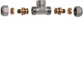 Тройник FAR FC 5700 1/2″ Ду15 Ру10 латунный хромированный, настенный L-образный, присоединение  ВР-М24х19-М24х19 для металлопластиковых труб